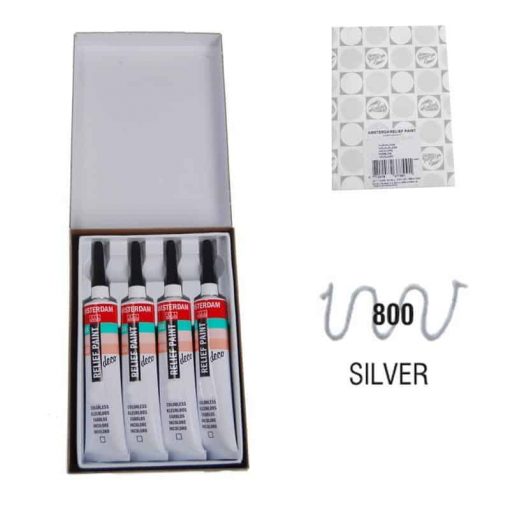 Talens χρώμα decorfin relief paint 800 silver 20ml