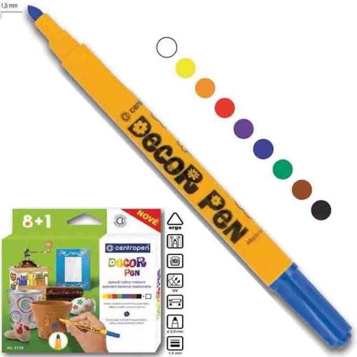 Centropen μαρκαδόροι decor pen 8+1 χρώματα