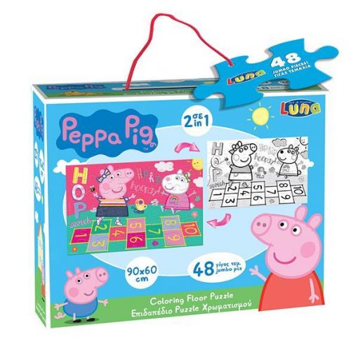 Luna παζλ δαπέδου Peppa pig, 2 όψεων, 48 τεμ., 90x60εκ.