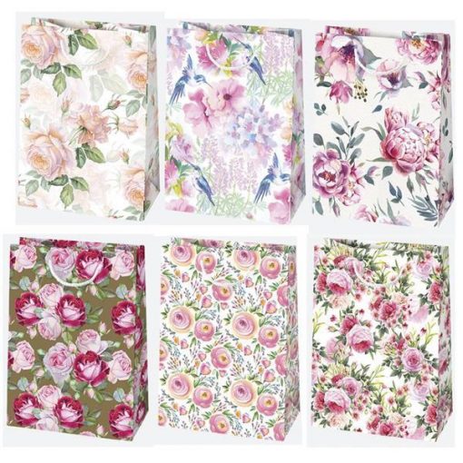 Χάρτινη τσάντα Floral mix (T5_OG_147 ) Υ32x23x11 εκ.