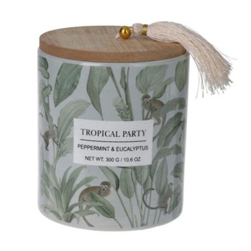 Κερί αρωματικό "Tropical Party" με ξύλινο καπάκι Ø9xY11,7εκ. peppermnint - eucalyptus