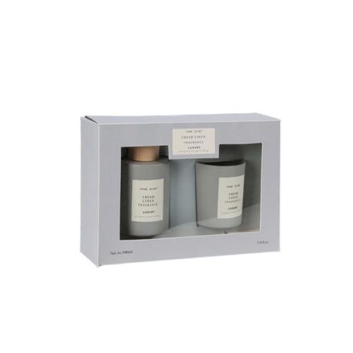 Αρωματικό σετ δώρου με διαχυτή και κερί "Home Scent" Grey/fresh linen